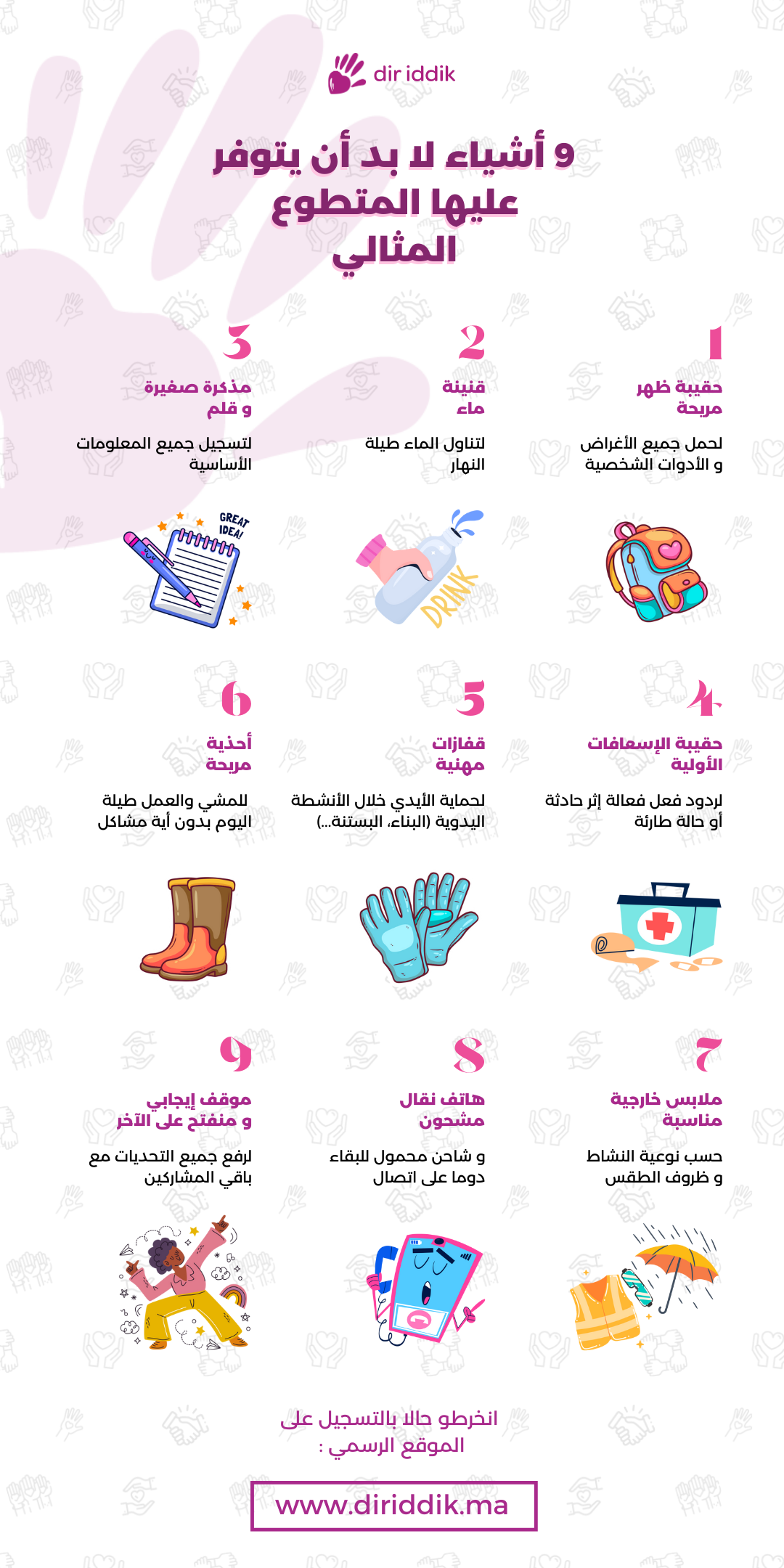 رسم بياني - 9 أشياء لا بد أن يتوفر عليها المتطوع المثالي